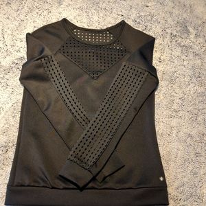 Fabletics Tilly Black Lazer Cut Sweatshirt Crew Neck Long Sleeve Active XSmall